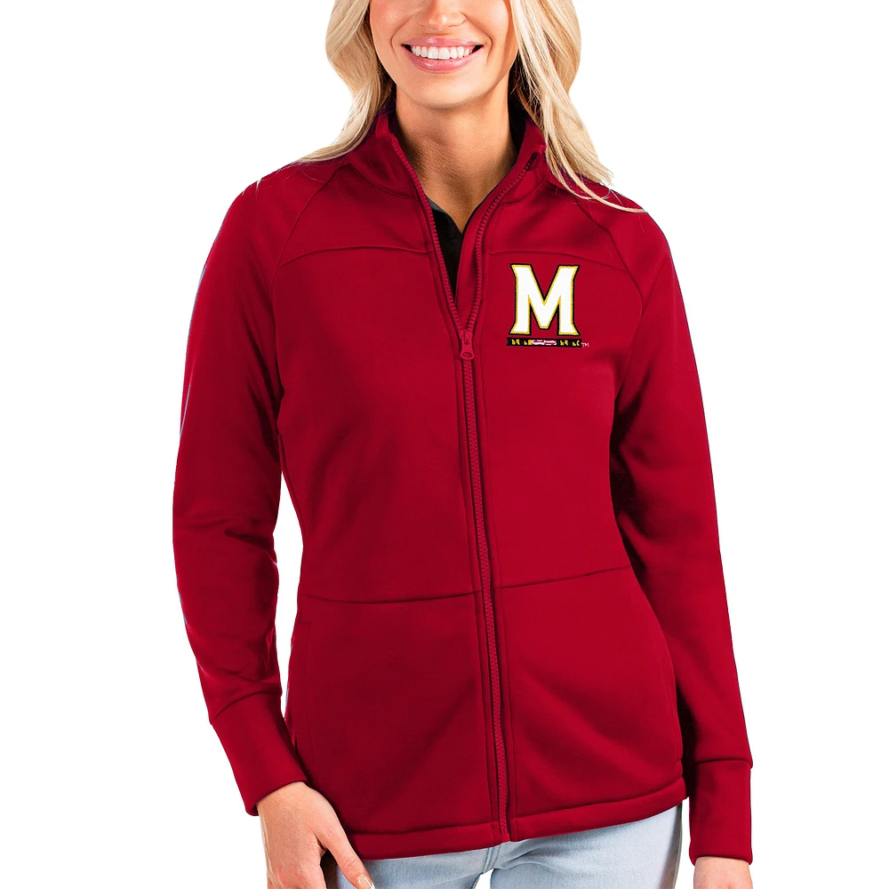 Women's Antigua Red Maryland Terrapins Links Full-Zip Golf Jacket