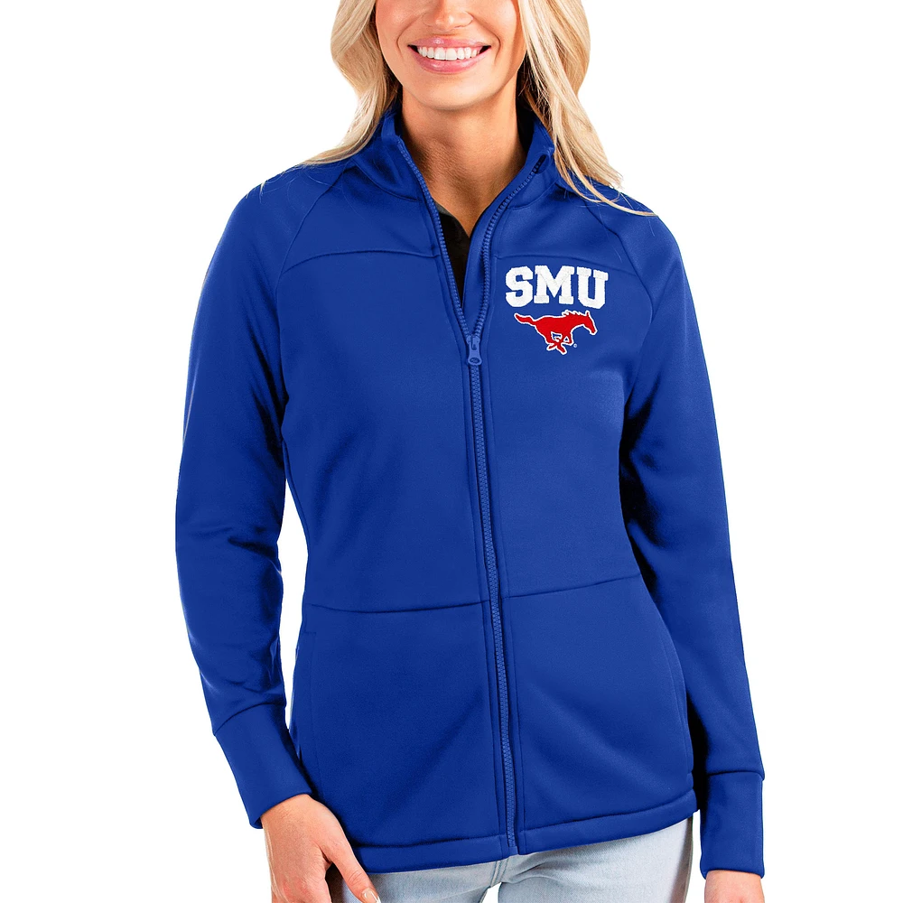 Women's Antigua Royal SMU Mustangs Links Full-Zip Golf Jacket
