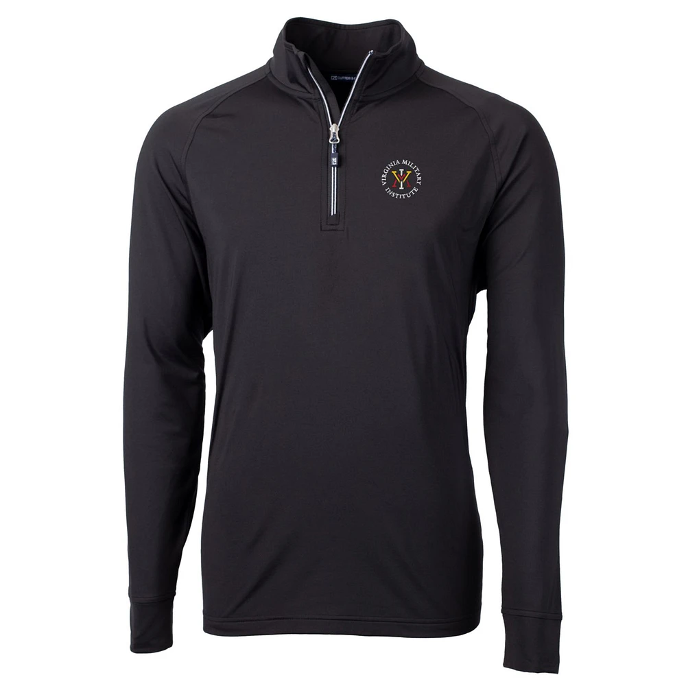 Men's Cutter & Buck Black Virginia Military Institute Keydets Big Tall Adapt Eco Knit Quarter-Zip Pullover Jacket