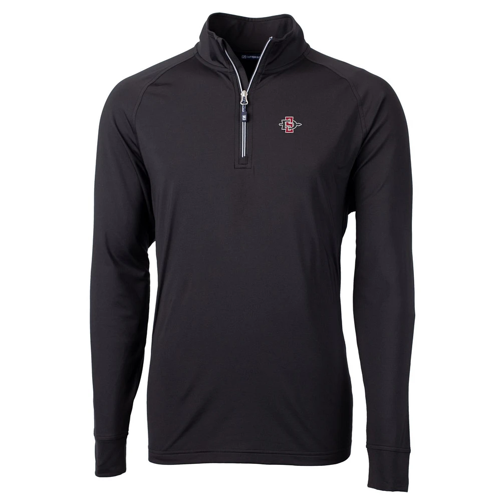 Men's Cutter & Buck Black San Diego State Aztecs Big Tall Adapt Eco Knit Quarter-Zip Pullover Jacket