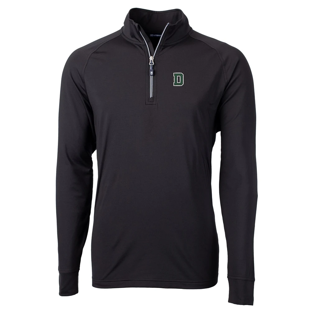 Men's Cutter & Buck Black Dartmouth Big Green Tall Adapt Eco Knit Quarter-Zip Pullover Jacket