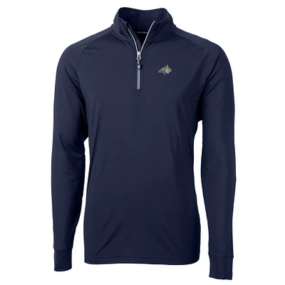 Men's Cutter & Buck Navy Montana State Bobcats Big Tall Adapt Eco Knit Quarter-Zip Pullover Jacket