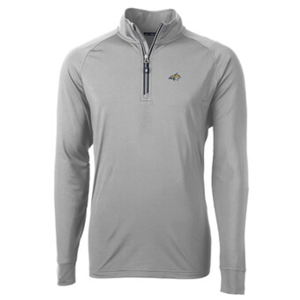 Men's Cutter & Buck Gray Montana State Bobcats Big & Tall Adapt Eco Knit Quarter-Zip Pullover Jacket