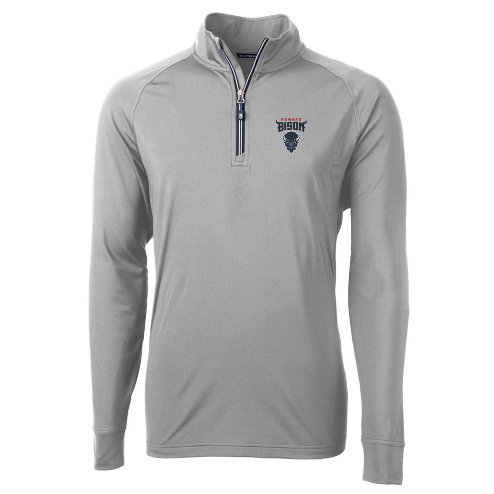 Men's Cutter & Buck Gray Howard Bison Big Tall Adapt Eco Knit Quarter-Zip Pullover Jacket