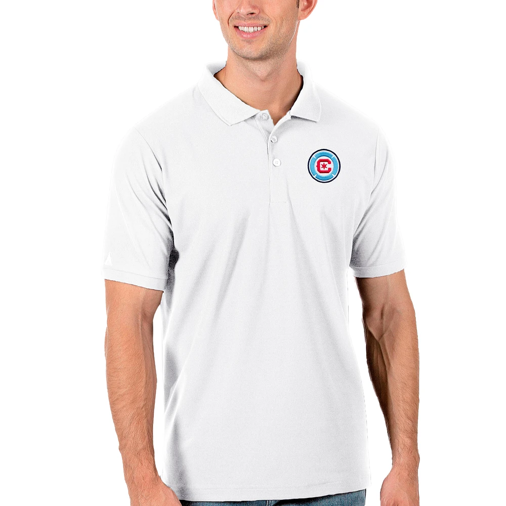Men's Antigua White Chicago Fire Logo Legacy Pique Polo