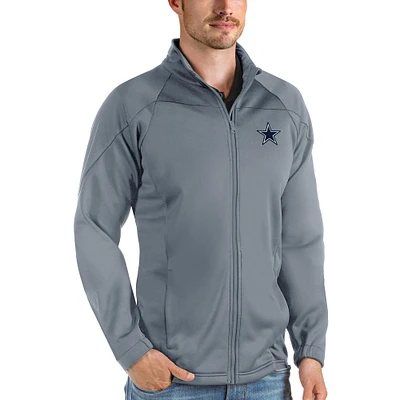 Men's Antigua Steel Dallas Cowboys Links Full-Zip Golf Jacket