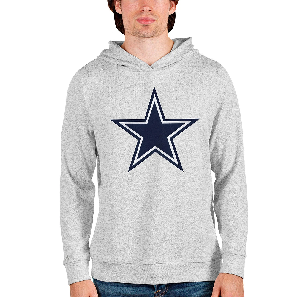 Men's Antigua Heathered Gray Dallas Cowboys Absolute Logo Pullover Hoodie