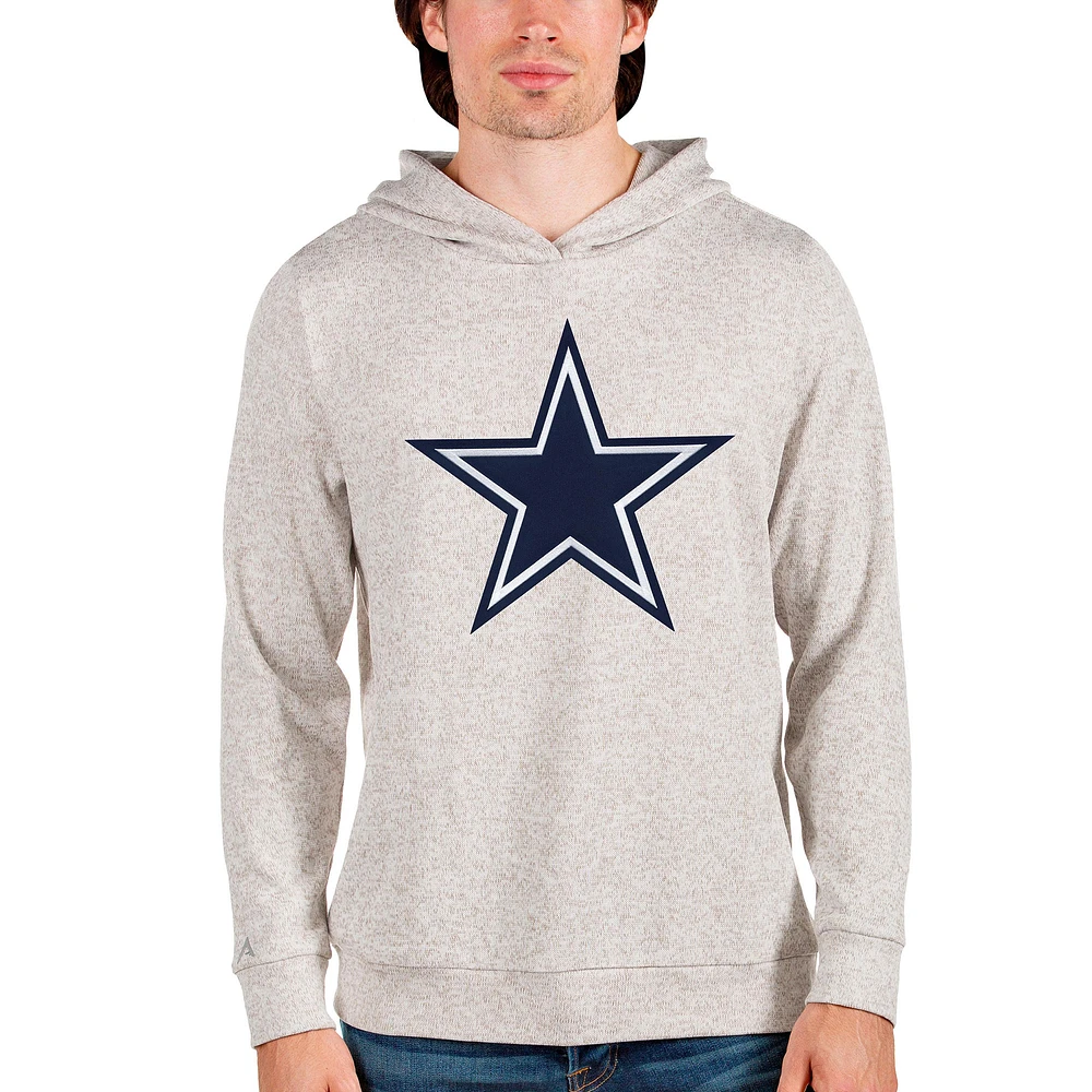 Men's Antigua Oatmeal Dallas Cowboys Absolute Logo Pullover Hoodie