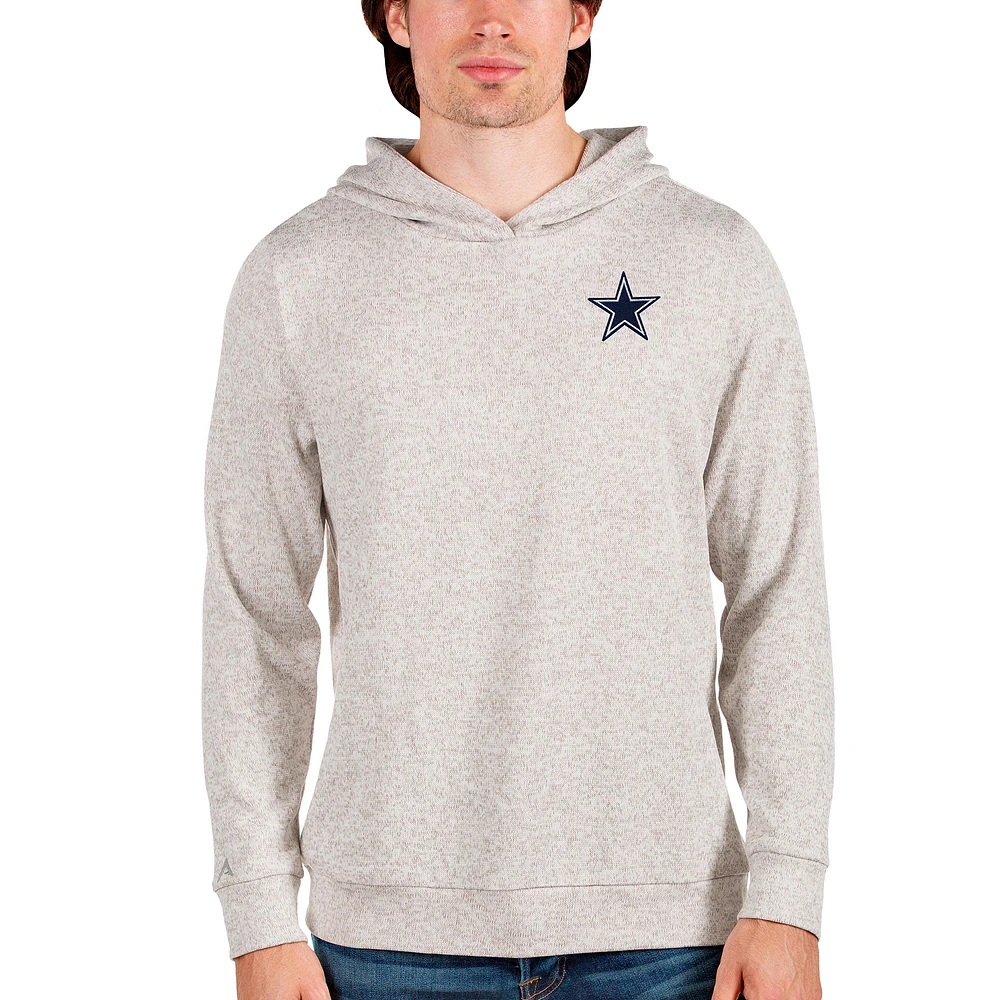 Men's Antigua Oatmeal Dallas Cowboys Absolute Pullover Hoodie