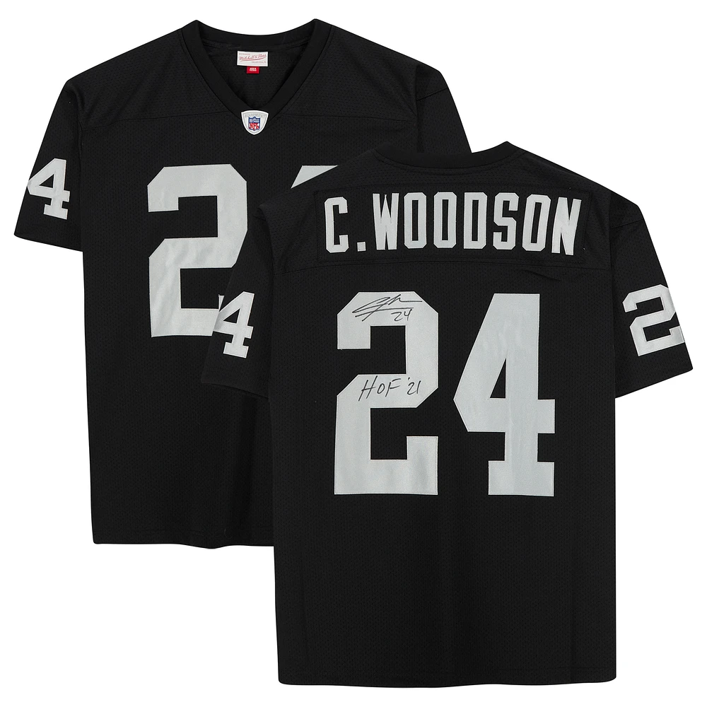 Charles Woodson Black Las Vegas Raiders Autographed Mitchell & Ness Authentic Player Jersey with "HOF 21" Inscription