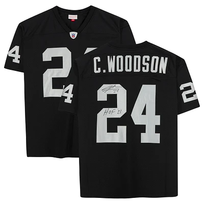 Charles Woodson Black Las Vegas Raiders Autographed Mitchell & Ness Authentic Player Jersey with "HOF 21" Inscription