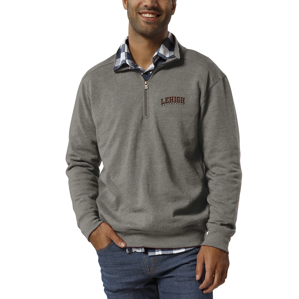 Men's League Collegiate Wear Heathered Gray Lehigh Mountain Hawks Heritage Quarter-Zip Pullover Jacket