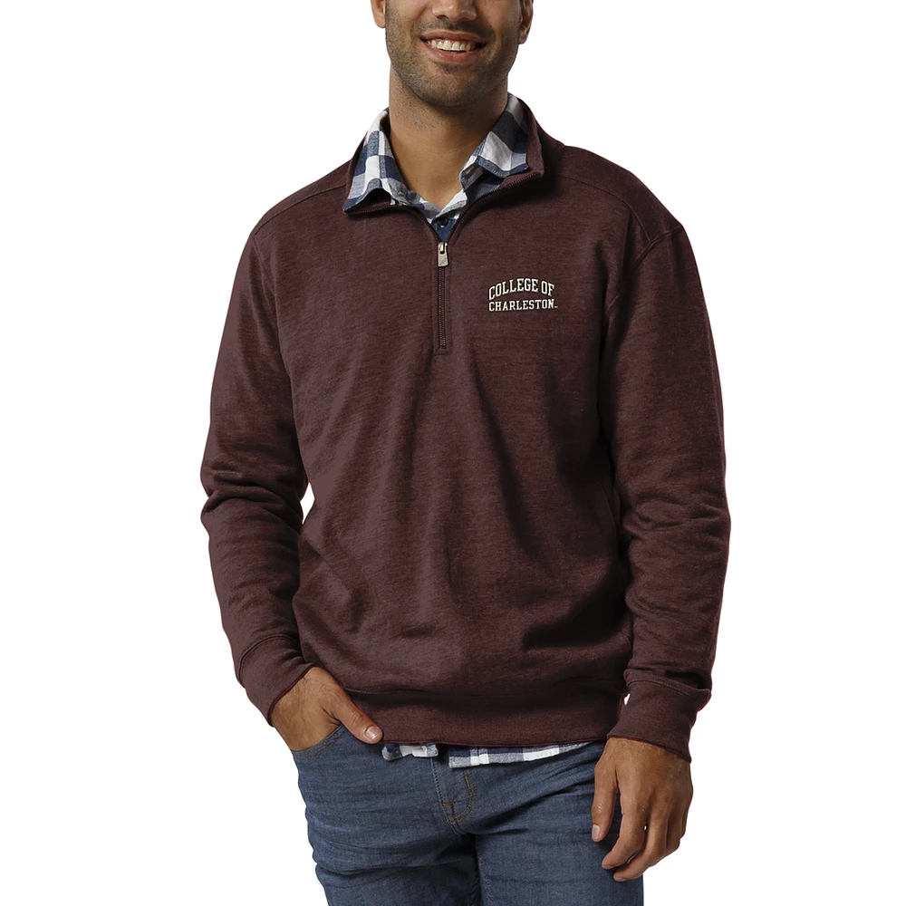 Men's League Collegiate Wear Heathered Maroon Charleston Cougars Heritage Quarter-Zip Pullover Jacket