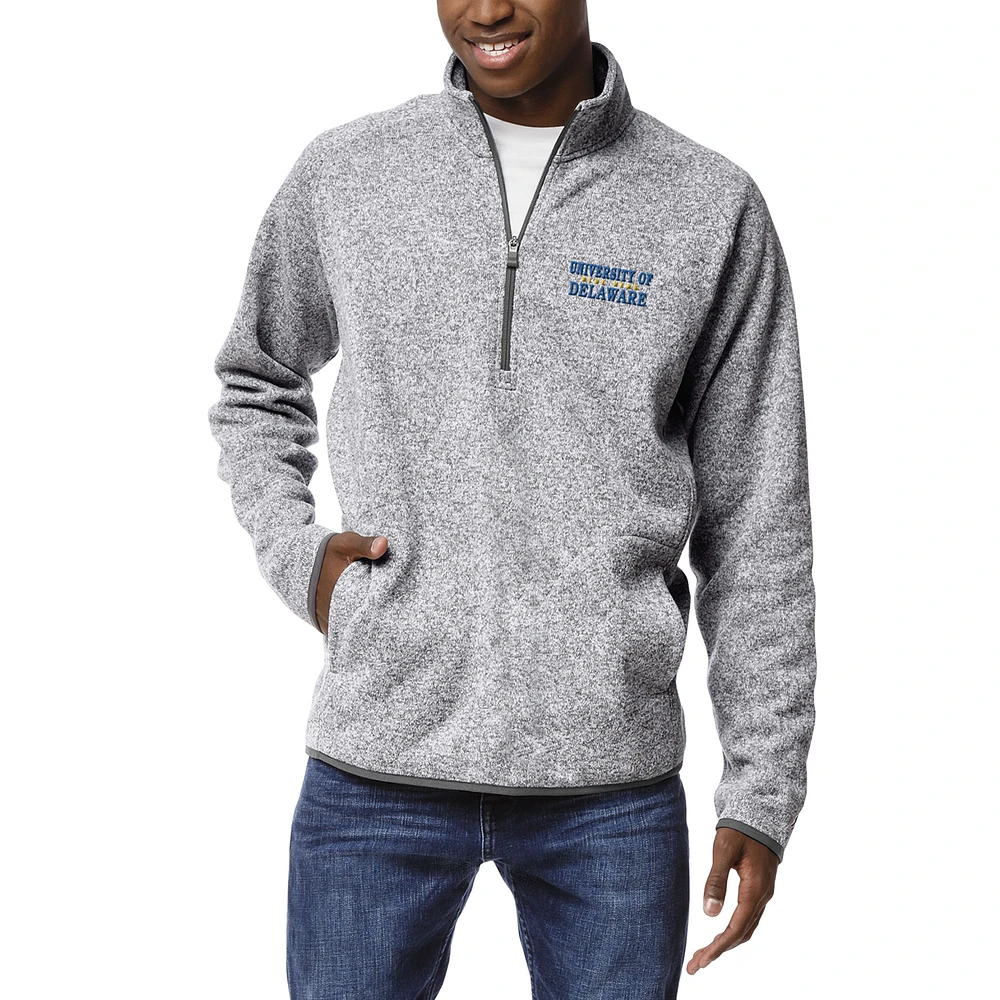Men's League Collegiate Wear Heathered Gray Delaware Fightin' Blue Hens Saranac Quarter-Zip Pullover Jacket