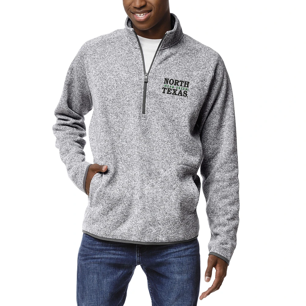 Men's League Collegiate Wear Heathered Gray North Texas Mean Green Saranac Quarter-Zip Pullover Jacket