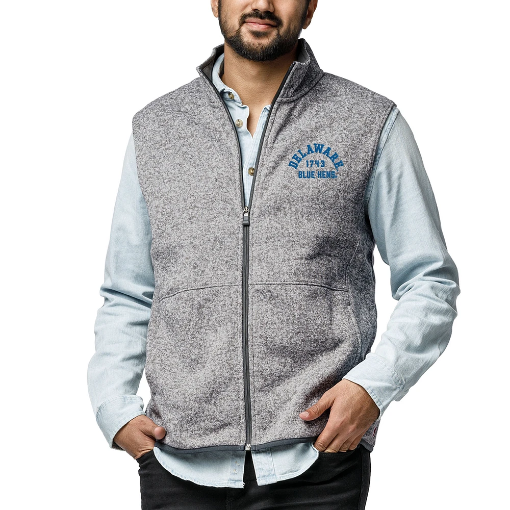 Men's League Collegiate Wear Heathered Gray Delaware Fightin' Blue Hens Saranac Full-Zip Vest