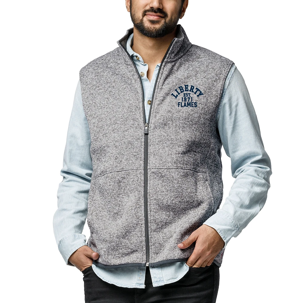 Men's League Collegiate Wear Heathered Gray Liberty Flames Saranac Full-Zip Vest