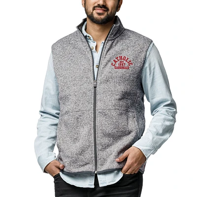 Men's League Collegiate Wear Heathered Gray Catholic University Cardinals Saranac Full-Zip Vest