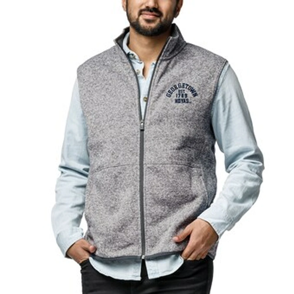 Men's League Collegiate Wear Heathered Gray Georgetown Hoyas Saranac Full-Zip Vest