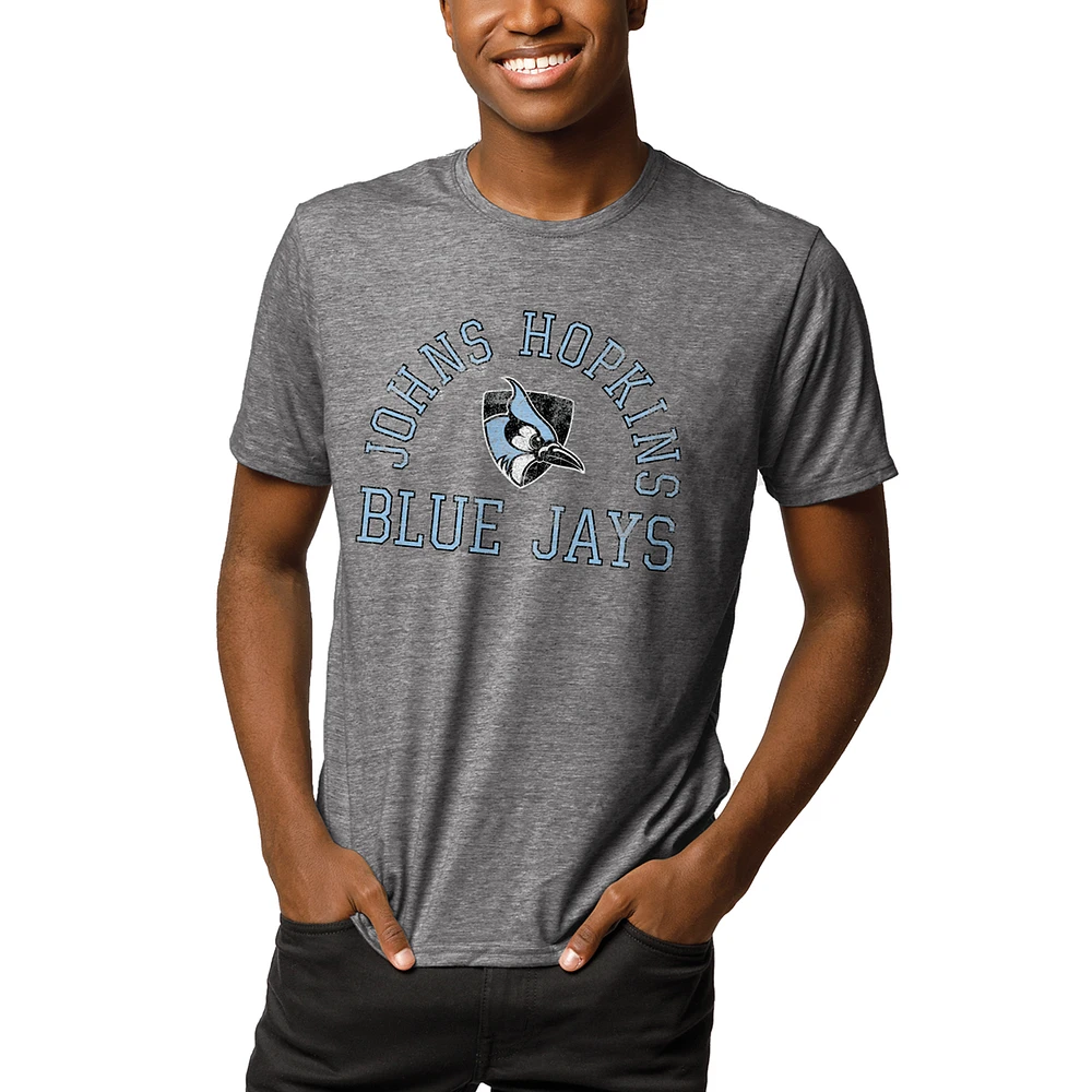 Men's League Collegiate Wear Heathered Graphite Johns Hopkins Blue Jays Reclaim T-Shirt