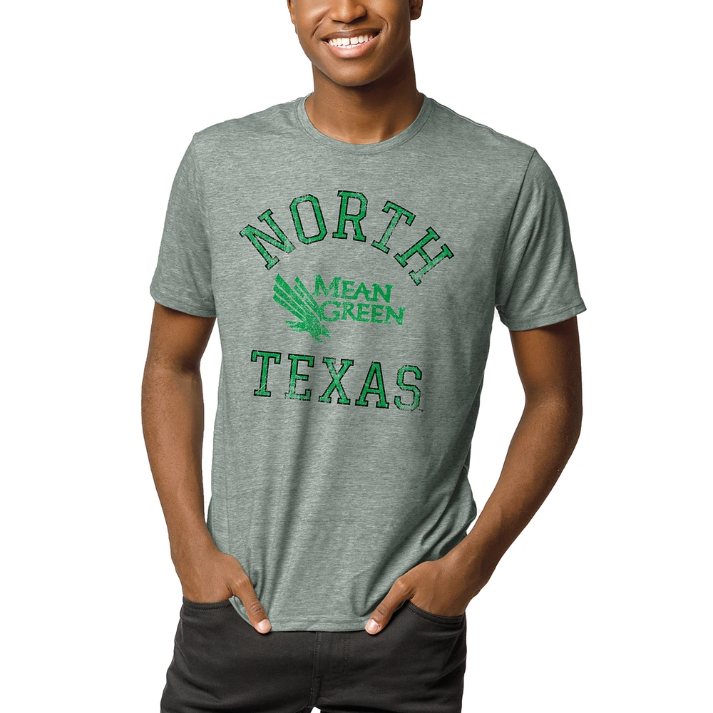 Men's League Collegiate Wear Heathered Green North Texas Mean Reclaim T-Shirt