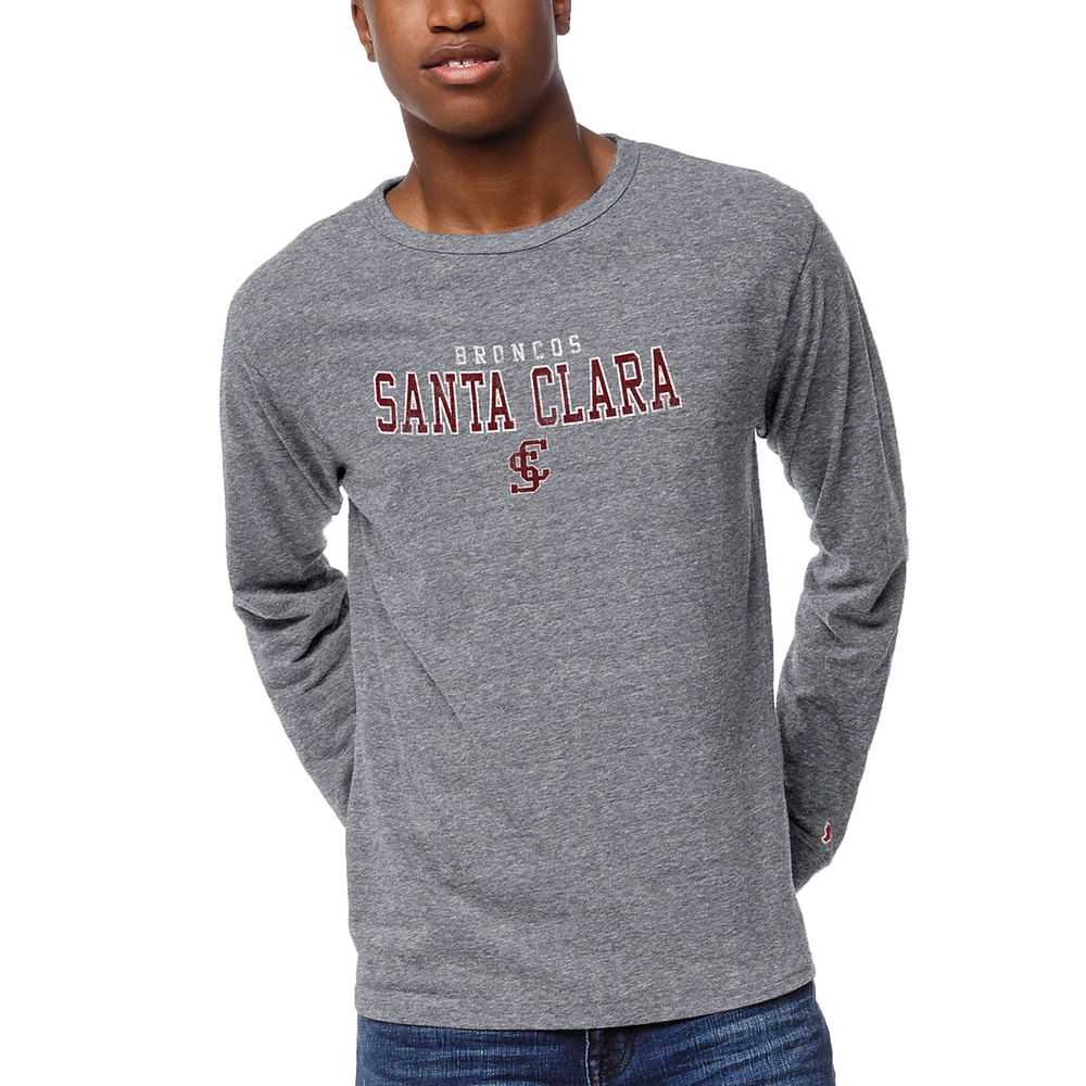 Men's League Collegiate Wear Heathered Gray Santa Clara Broncos Victory Falls Long Sleeve Tri-Blend T-Shirt