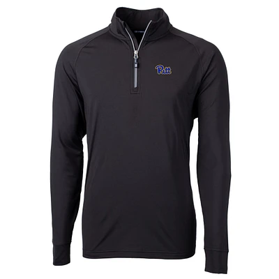 Men's Cutter & Buck Black Pitt Panthers Big Tall Adapt Eco Knit Quarter-Zip Pullover Jacket