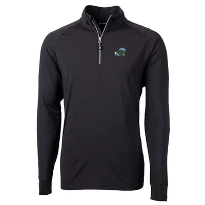 Men's Cutter & Buck Black Tulane Green Wave Big Tall Adapt Eco Knit Quarter-Zip Pullover Jacket
