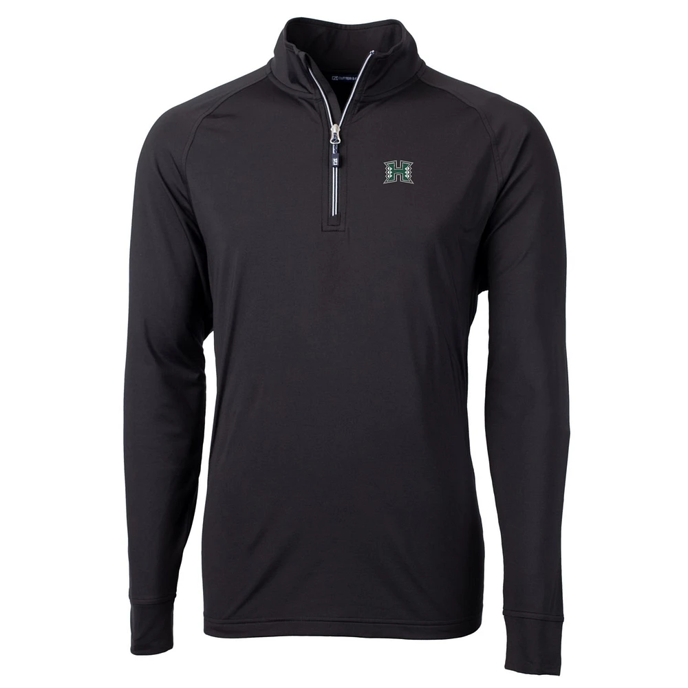 Men's Cutter & Buck Black Hawaii Warriors Big Tall Adapt Eco Knit Quarter-Zip Pullover Jacket