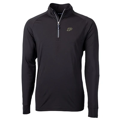 Men's Cutter & Buck Black Purdue Boilermakers Big Tall Adapt Eco Knit Quarter-Zip Pullover Jacket