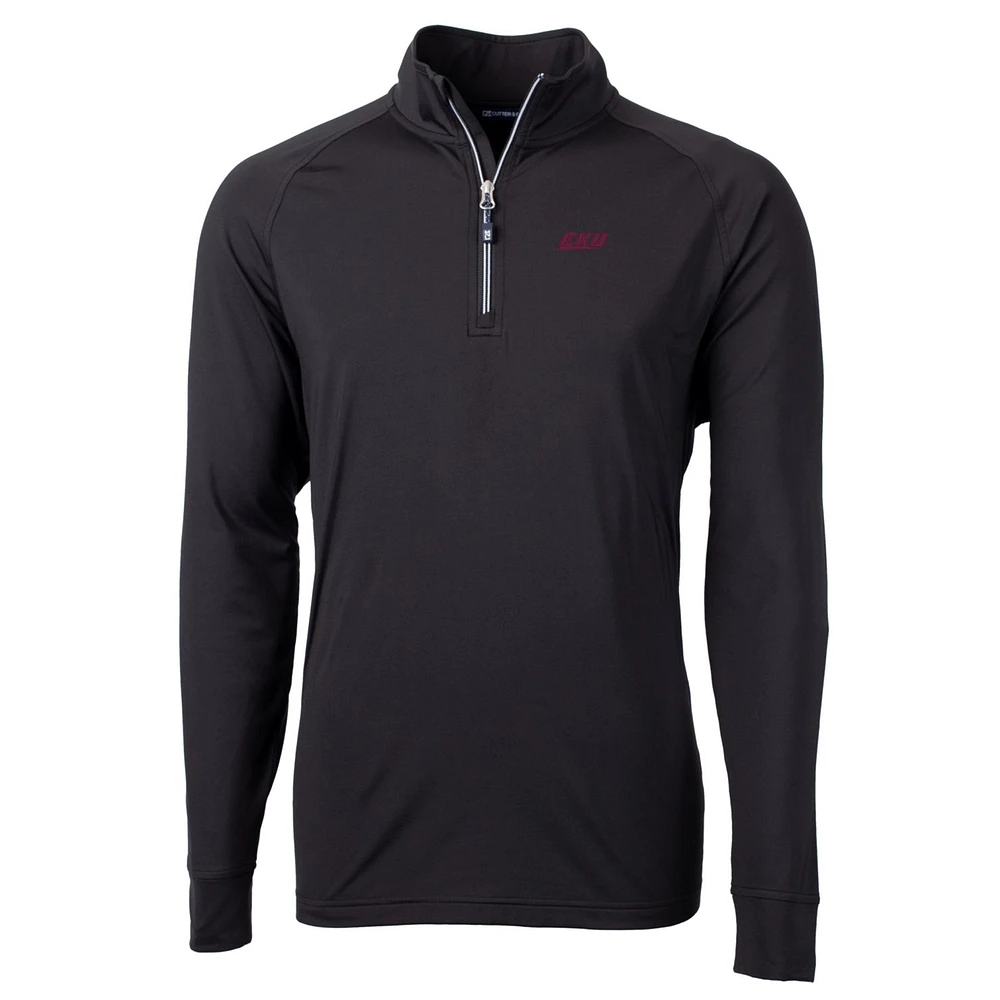 Men's Cutter & Buck Black Eastern Kentucky Colonels Big Tall Adapt Eco Knit Quarter-Zip Pullover Jacket