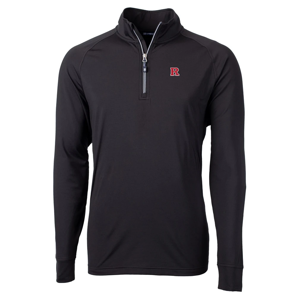 Men's Cutter & Buck Black Rutgers Scarlet Knights Big Tall Adapt Eco Knit Quarter-Zip Pullover Jacket