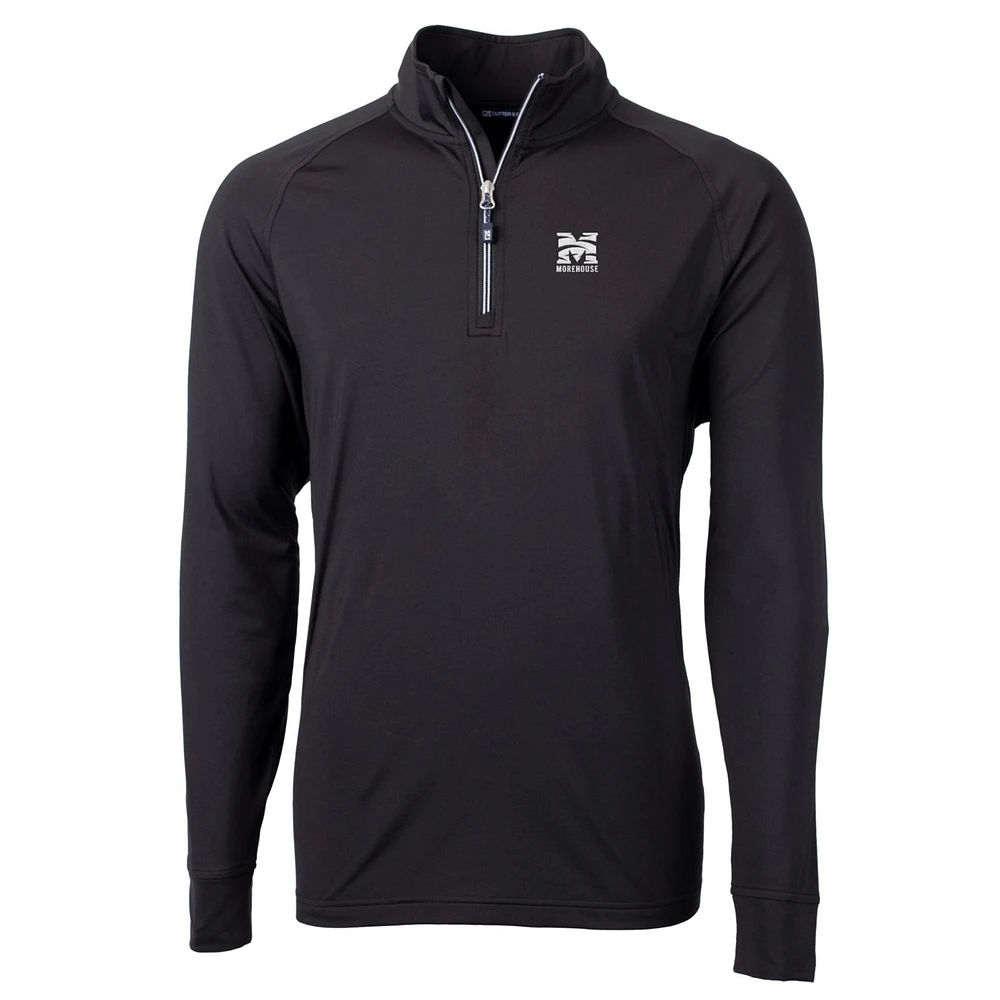 Men's Cutter & Buck Black Morehouse Maroon Tigers Big Tall Adapt Eco Knit Quarter-Zip Pullover Jacket