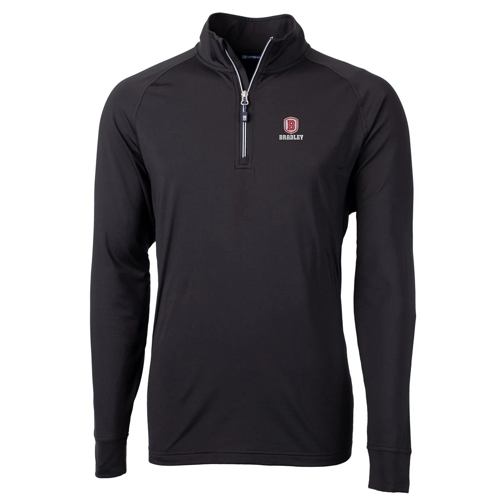 Men's Cutter & Buck Black Bradley Braves Big Tall Adapt Eco Knit Quarter-Zip Pullover Jacket