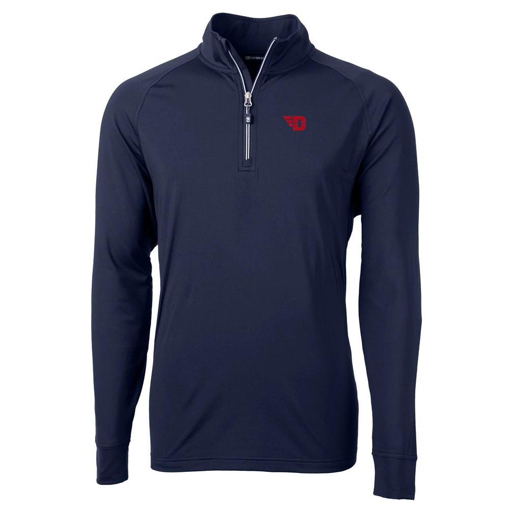 Men's Cutter & Buck Navy Dayton Flyers Big Tall Adapt Eco Knit Quarter-Zip Pullover Jacket