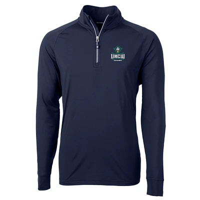 Men's Cutter & Buck Navy UNC Wilmington Seahawks Big Tall Adapt Eco Knit Quarter-Zip Pullover Jacket