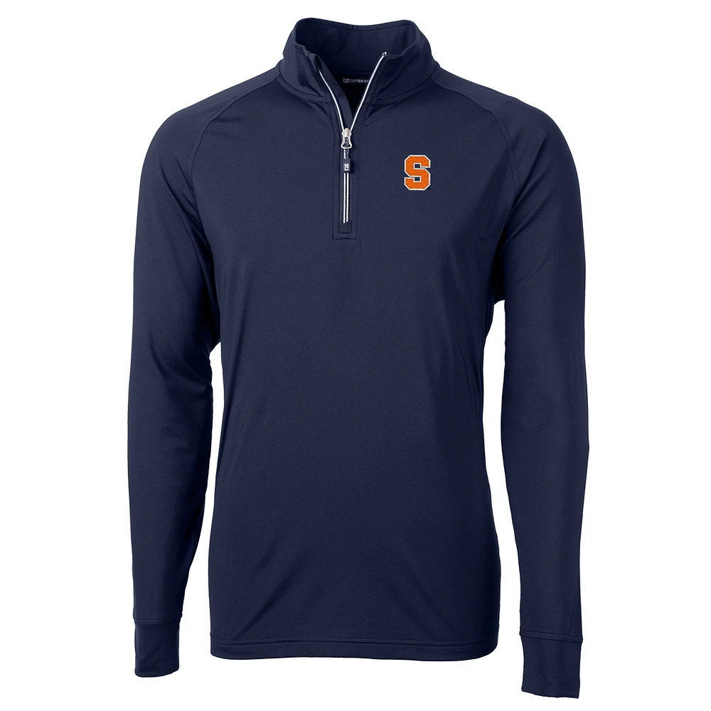 Men's Cutter & Buck Navy Syracuse Orange Big Tall Adapt Eco Knit Quarter-Zip Pullover Jacket