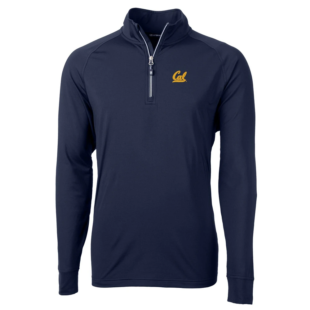 Men's Cutter & Buck Navy Cal Bears Big Tall Adapt Eco Knit Quarter-Zip Pullover Jacket