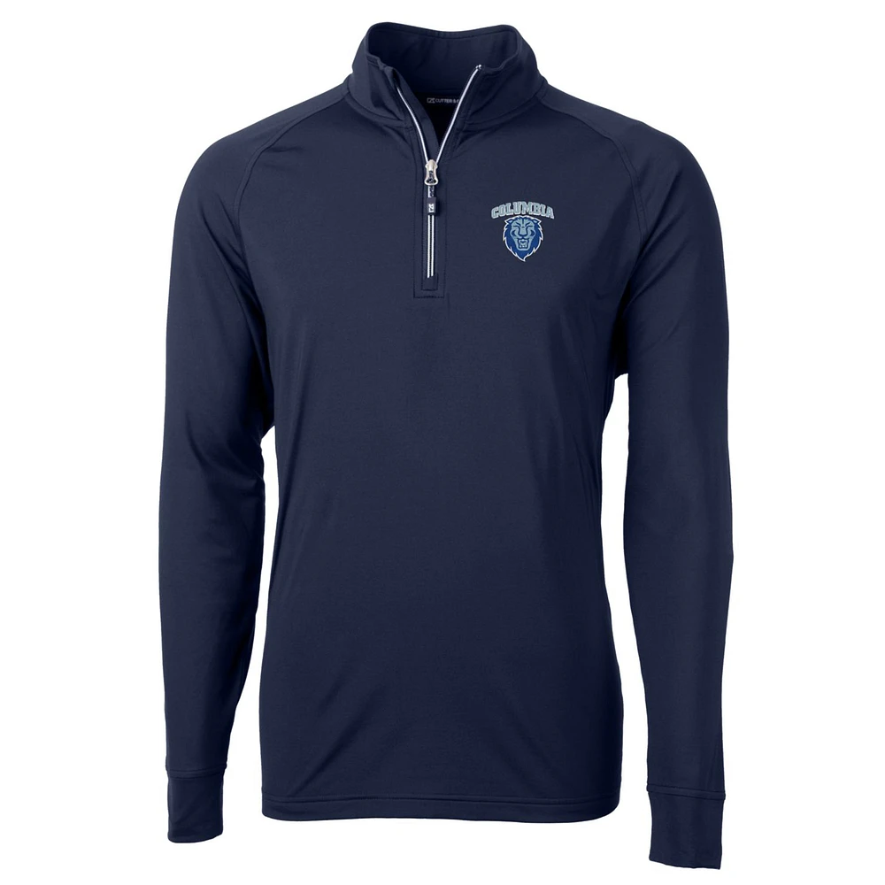 Men's Cutter & Buck Navy Columbia University Big & Tall Adapt Eco Knit Quarter-Zip Pullover Jacket