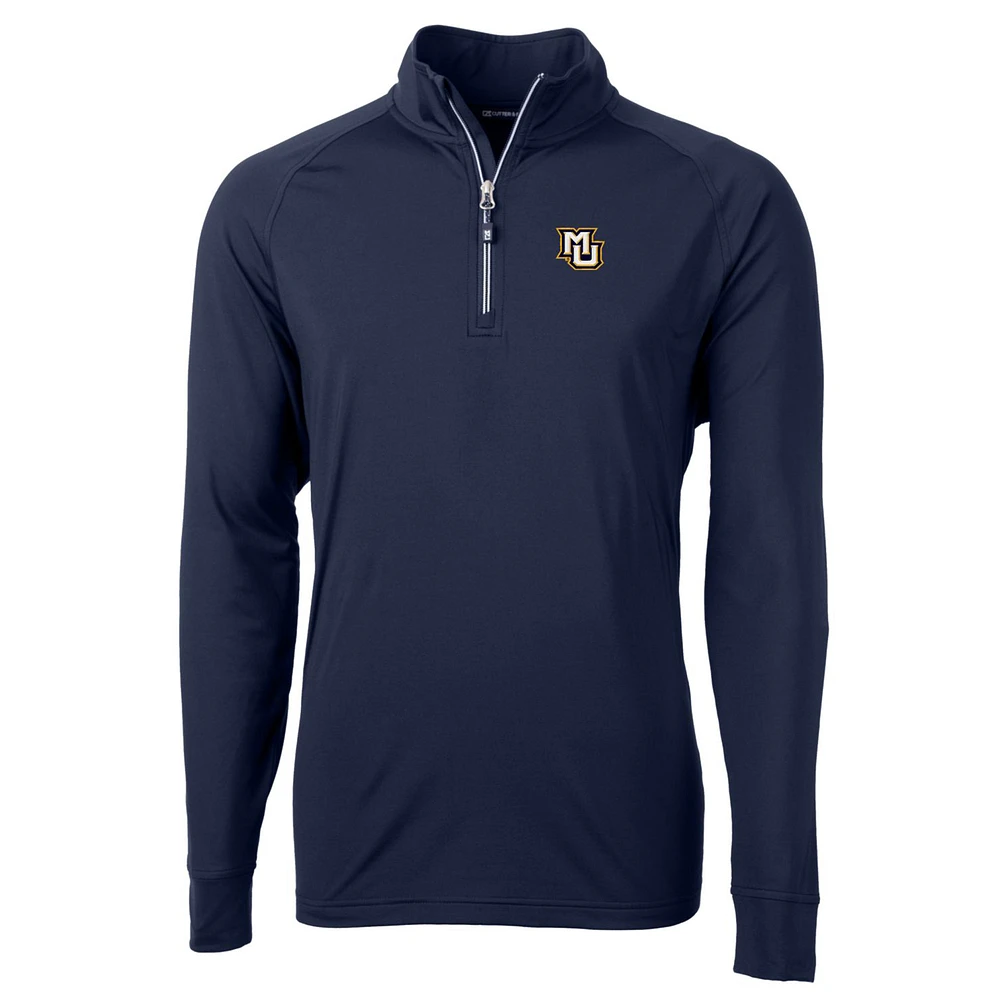 Men's Cutter & Buck Navy Marquette Golden Eagles Big Tall Adapt Eco Knit Quarter-Zip Pullover Jacket
