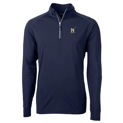 Men's Cutter & Buck Navy Midshipmen Big Tall Adapt Eco Knit Quarter-Zip Pullover Jacket