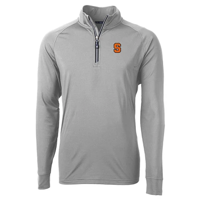 Men's Cutter & Buck Gray Syracuse Orange Big Tall Adapt Eco Knit Quarter-Zip Pullover Jacket