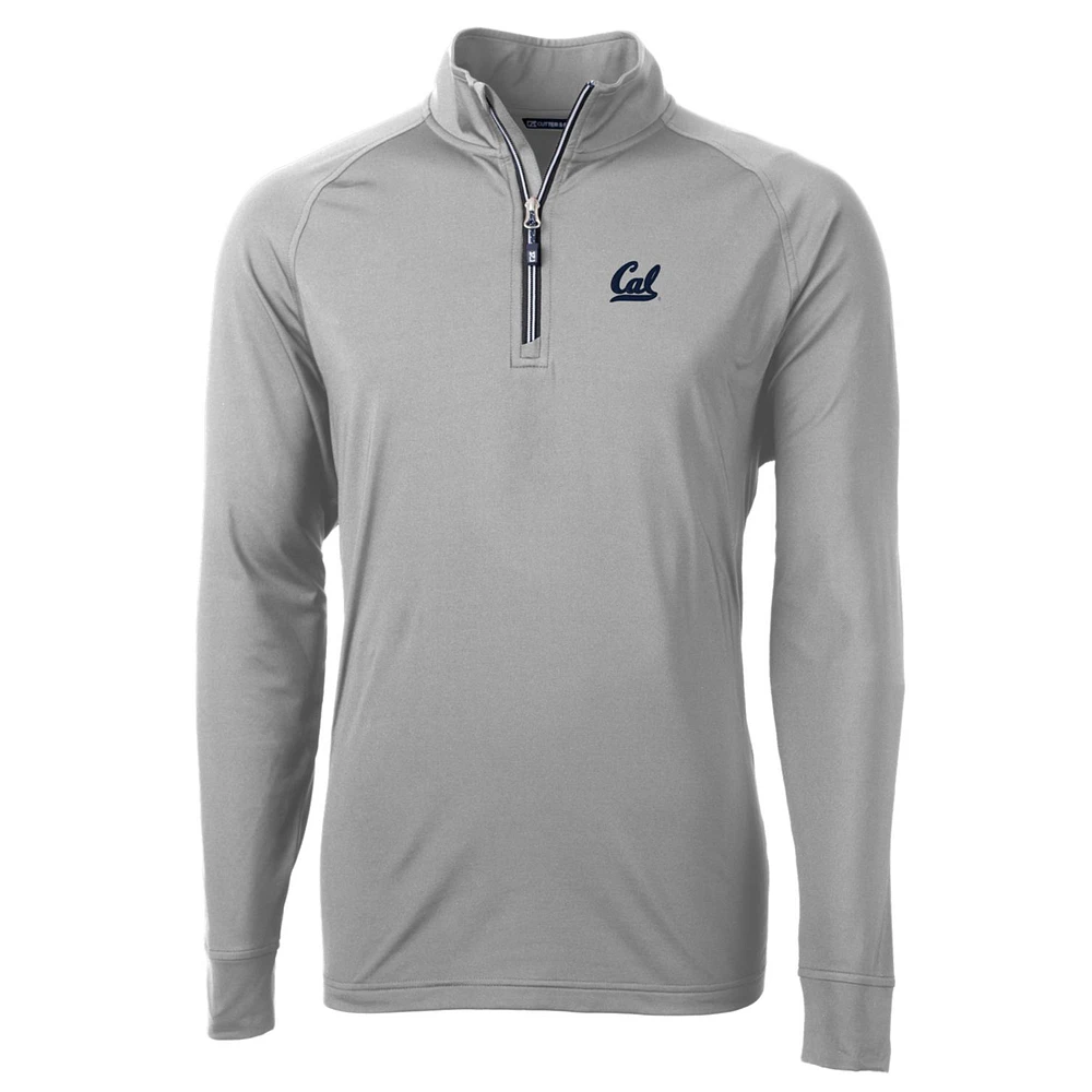 Men's Cutter & Buck Gray Cal Bears Big Tall Adapt Eco Knit Quarter-Zip Pullover Jacket