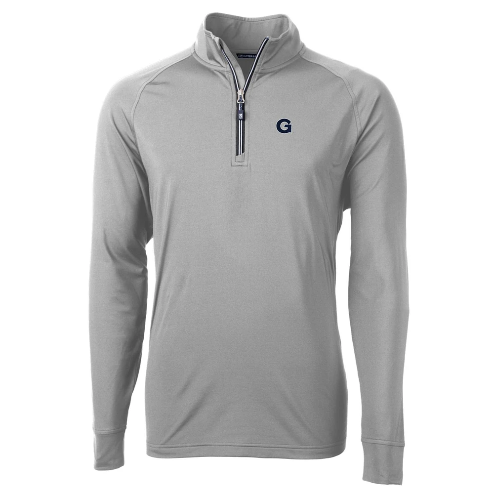 Men's Cutter & Buck Gray Georgetown Hoyas Big Tall Adapt Eco Knit Quarter-Zip Pullover Jacket