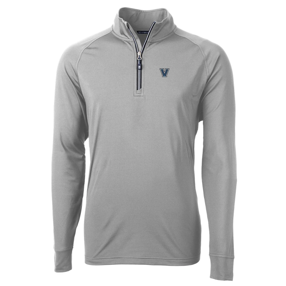 Men's Cutter & Buck Gray Villanova Wildcats Big Tall Adapt Eco Knit Quarter-Zip Pullover Jacket