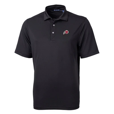 Men's Cutter & Buck Black Utah Utes Big Tall Virtue Eco Pique Recycled Polo