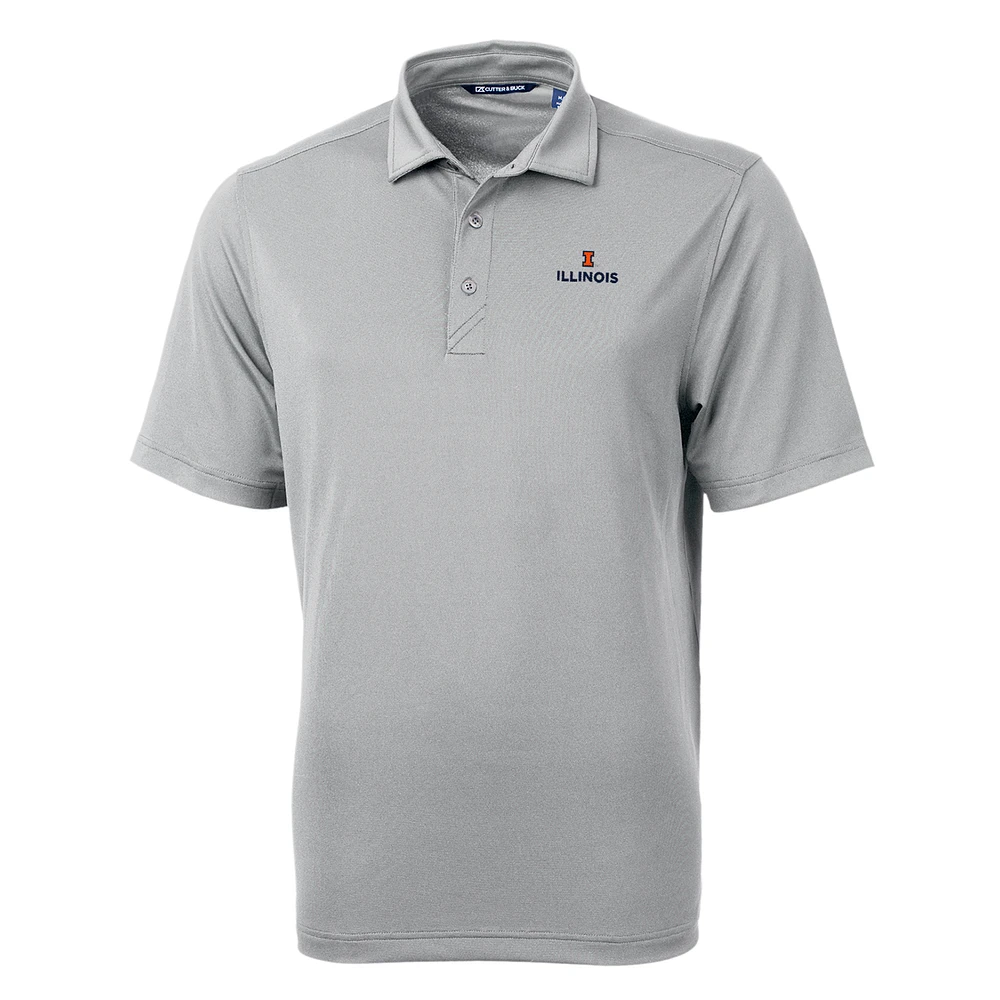 Men's Cutter & Buck Gray Illinois Fighting Illini Big Tall Virtue Eco Pique Recycled Polo