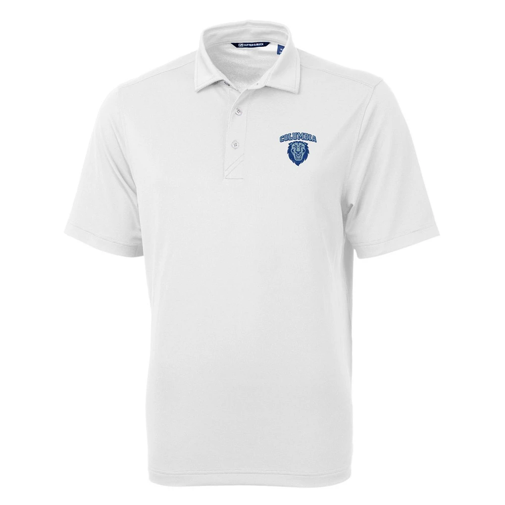 Men's Cutter & Buck White Columbia University Big Tall Virtue Eco Pique Recycled Polo