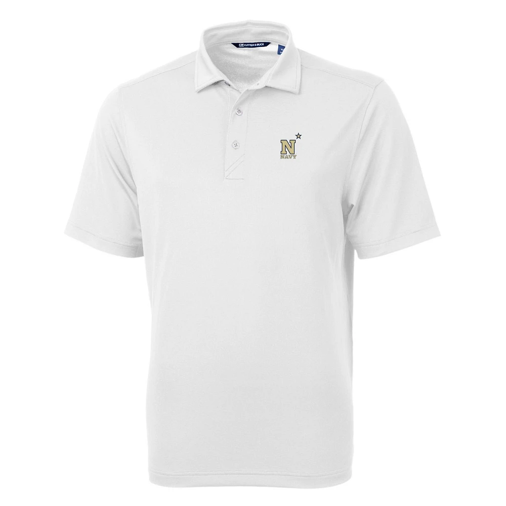 Men's Cutter & Buck White Navy Midshipmen Big Tall Virtue Eco Pique Recycled Polo