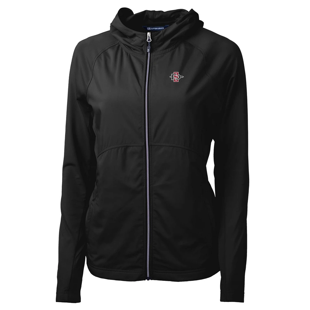 Women's Cutter & Buck Black San Diego State Aztecs Adapt Eco Knit Full-Zip Jacket